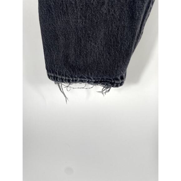 Agolde 90’s Crop Black Shutter Loose Fit Distressed Button Fly Denim Jeans Pants - Picture 8 of 15